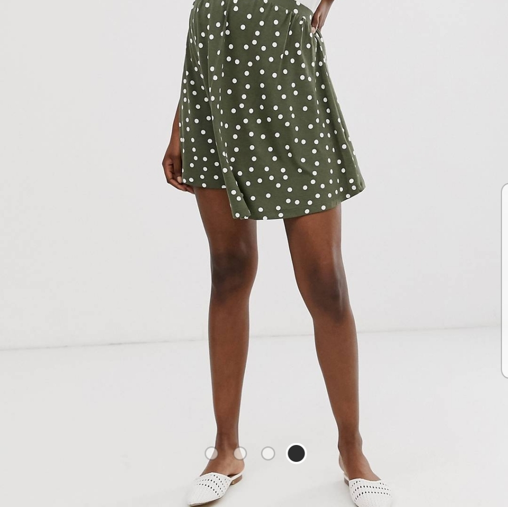 Asos polka dot olive green skirt